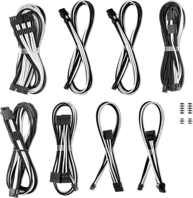 CableMod C-Series Pro ModMesh Sleeved 12V-2×6 12VHPWR Dual StealthSense Cable Kit for Corsair RMi, RMx (Juodas Label) – juodos spalvos/baltos spalvos