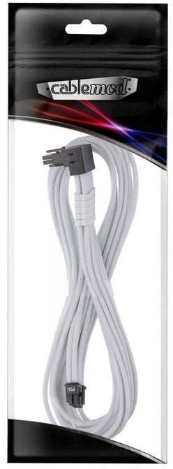 „CableMod C-Series Pro ModMesh Sleeved 12V-2×6“ 12VHPWR StealthSense PCIe kabelis, skirtas „Corsair Type 5 RMx SHIFT“ (16 kontaktų į 90° 16 kontaktų, 65 cm) – baltos spalvos
