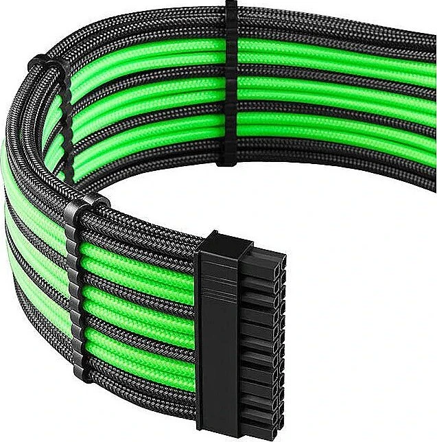 CableMod C-Series PRO ModMesh 12VHPWR Cable Kit for Corsair RM, RMi, RMx (Juodas Label) – juodos spalvos/žalios spalvos