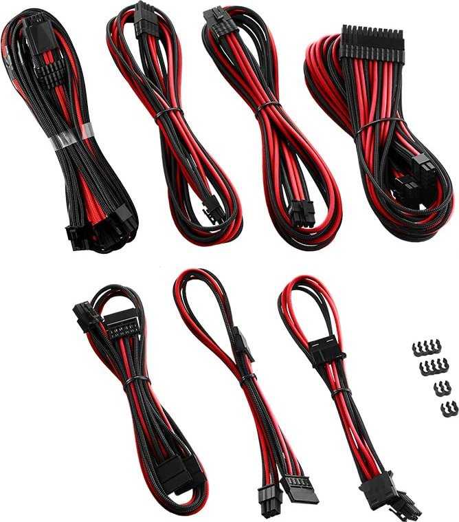 „CableMod“ „CableMod C-Series PRO ModMesh 12VHPWR“ kabelių rinkinys, skirtas „Corsair RM“, „RMi“, „RMx“ (juodos etiketės) – juodas/raudonas