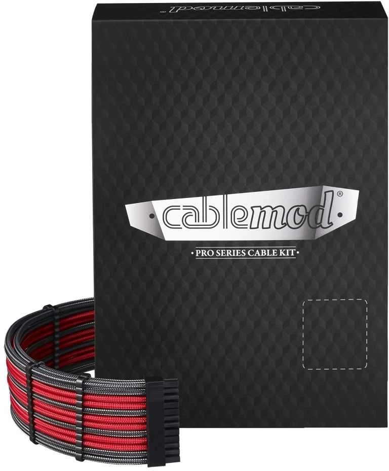 CableMod C-Series PRO ModMesh Cable Kit for Corsair AXi/HXi/RM (Geltona Label) – carbon/raudonos spalvos
