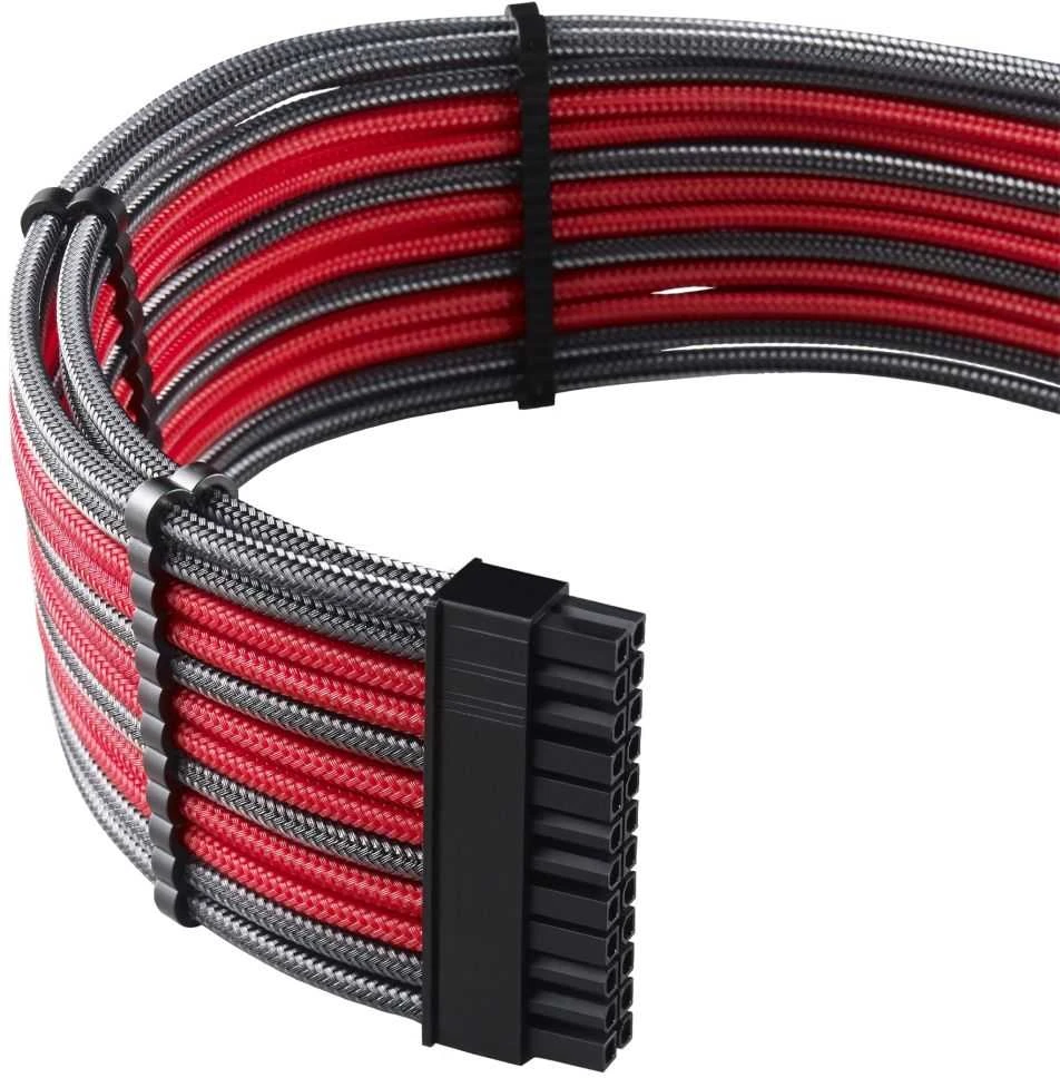 CableMod C-Series PRO ModMesh Cable Kit for Corsair AXi/HXi/RM (Geltona Label) – carbon/raudonos spalvos