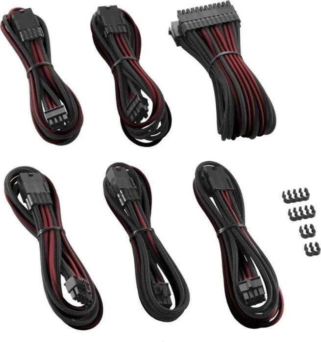 CableMod PRO ModMesh Cable Extension Kit – carbon/raudonos spalvos