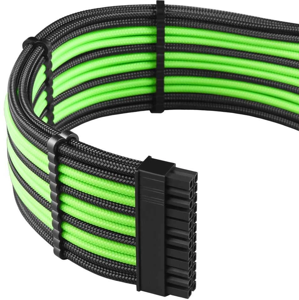CableMod C-Series PRO ModMesh Cable Kit for RMi/RMx/RM (Juodas Label) – juodos spalvos/hellžalios spalvos