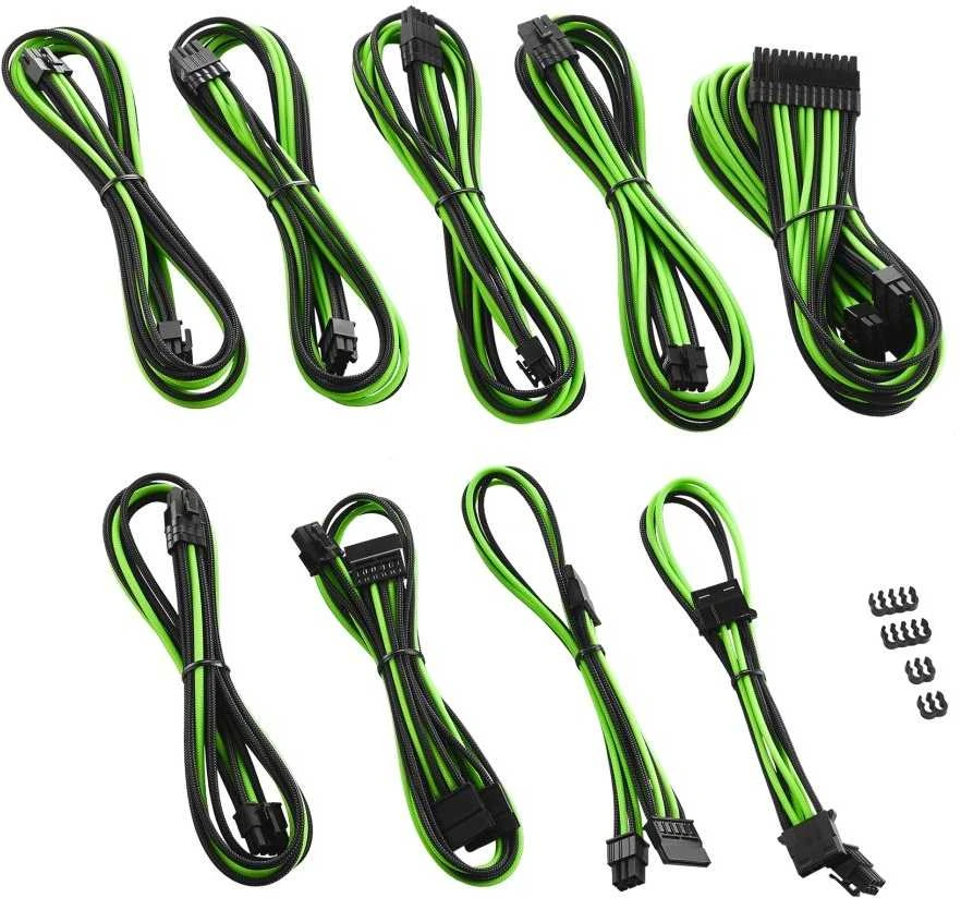 CableMod C-Series PRO ModMesh Cable Kit for RMi/RMx/RM (Juodas Label) – juodos spalvos/hellžalios spalvos
