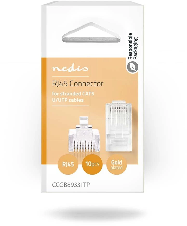 Nedis Kištukas RJ45 (8P8C) Pass Through CAT5 UTP daugiagysliam kabeliui (10 vnt)