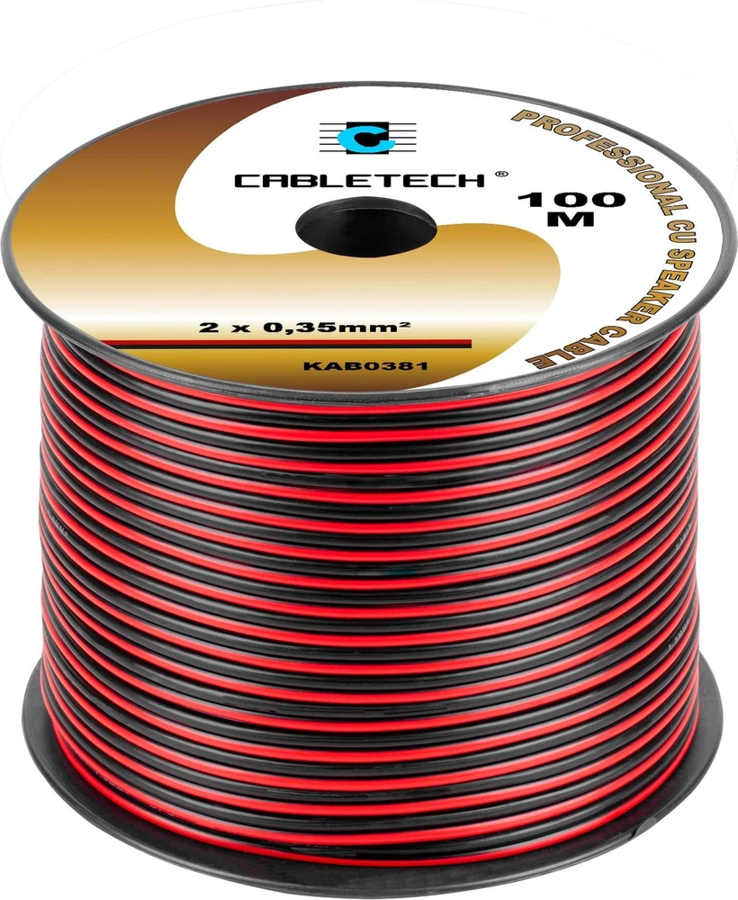Cabletech Laidas kolonėlėms 2x0.35mm² juodas/raudonas (varinis)