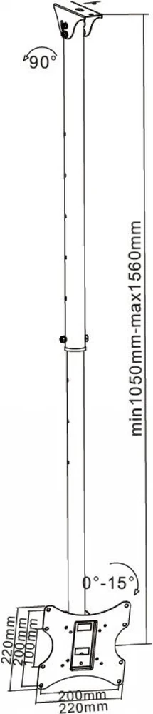 Cabletech LCD lubų laikiklis juodas