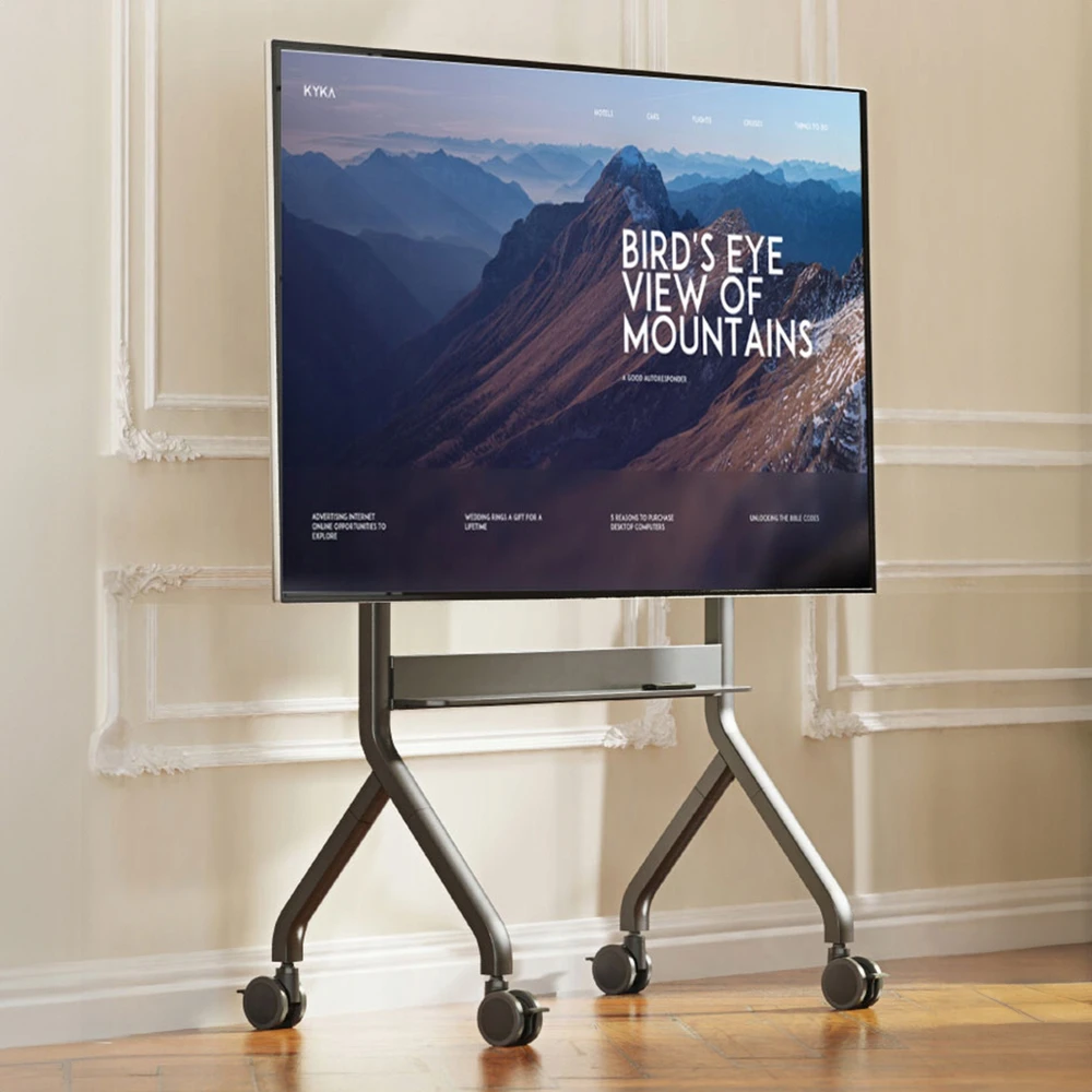 Laikiklis Fiber Mount Cabletech P150 – Elektrinis mobilus televizoriaus vežimėlis, stovas televizoriams LCD LED 50"–90", VESA