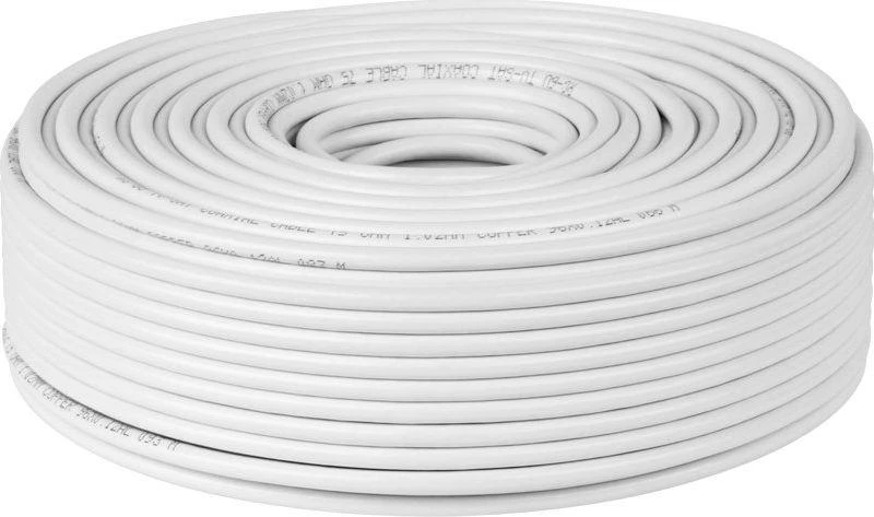 Cabletech Koaksialinis kabelis RG6U varinis 75om, Ø7.1mm, baltas