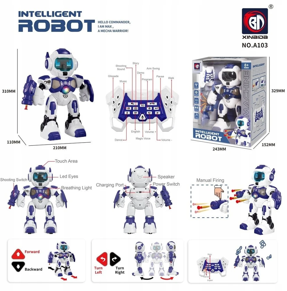 Ramiz Daugiafunkcinis robotas A08 su šaudymo funkcija