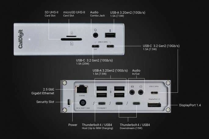 Šakotuvas „CalDigit TS4 Thunderbolt 4“ stotis / replikatorius (CD-TS4-EU)