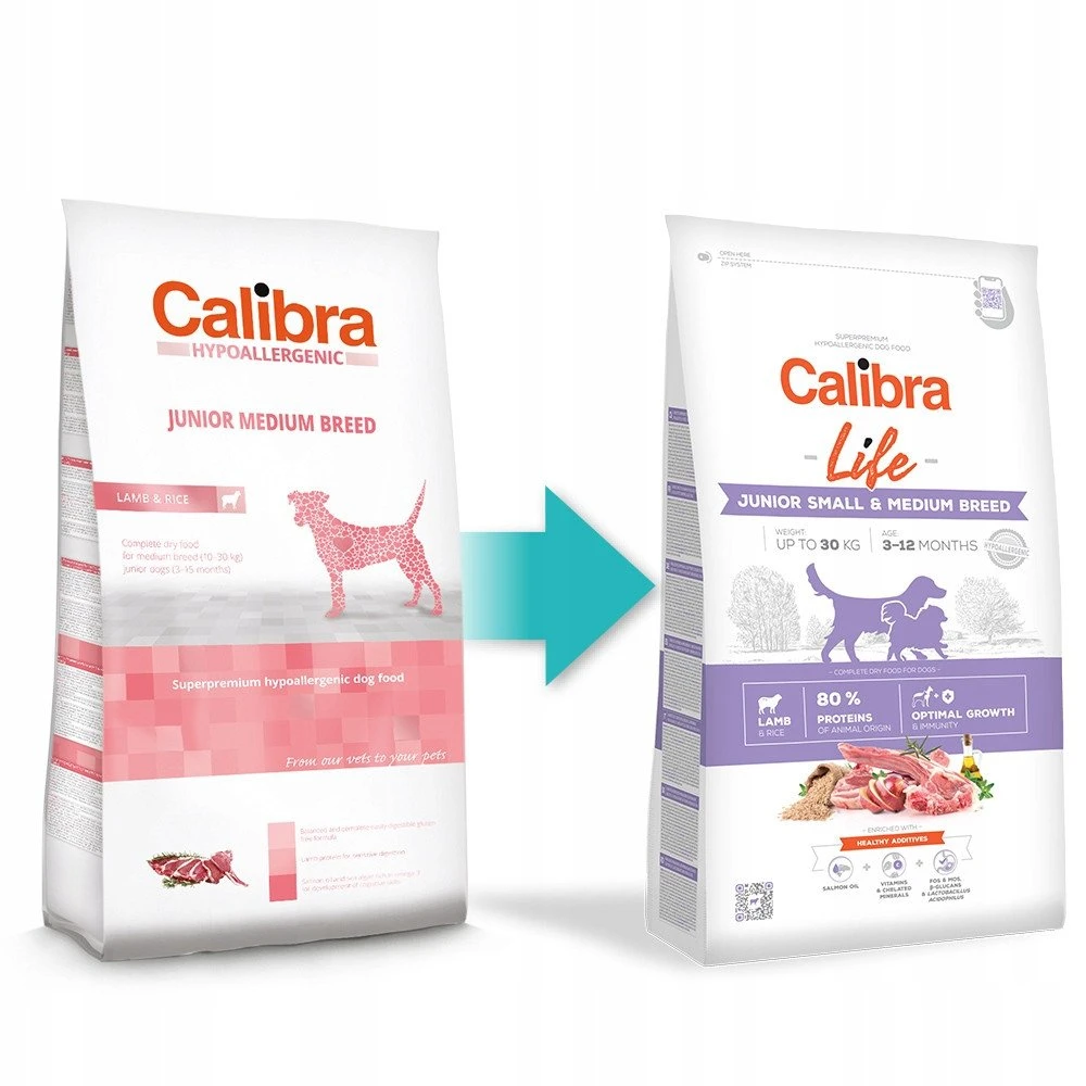 Šunų Maistas - CALIBRA Dog Life Junior Small&Medium Breed ėriena 2.5kg