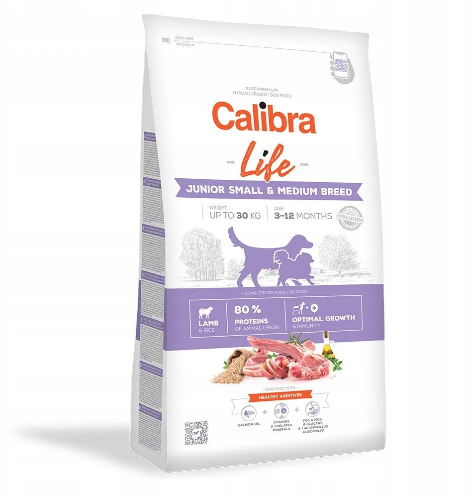 Šunų Maistas - CALIBRA Dog Life Junior Small&Medium Breed ėriena 2.5kg