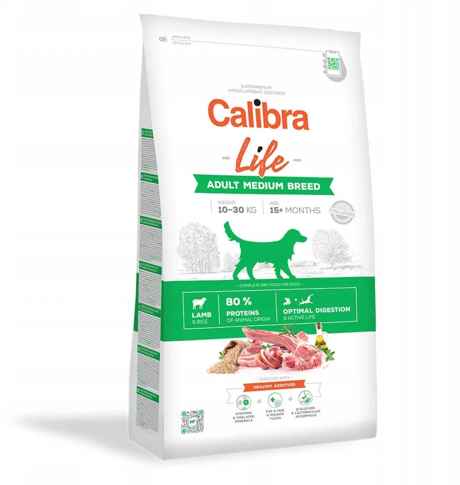 Šunų Maistas - CALIBRA Dog Life Suaugusiųjų Vidutinio Dydžio Veislės Aviena 2.5kg 27% Baltymų