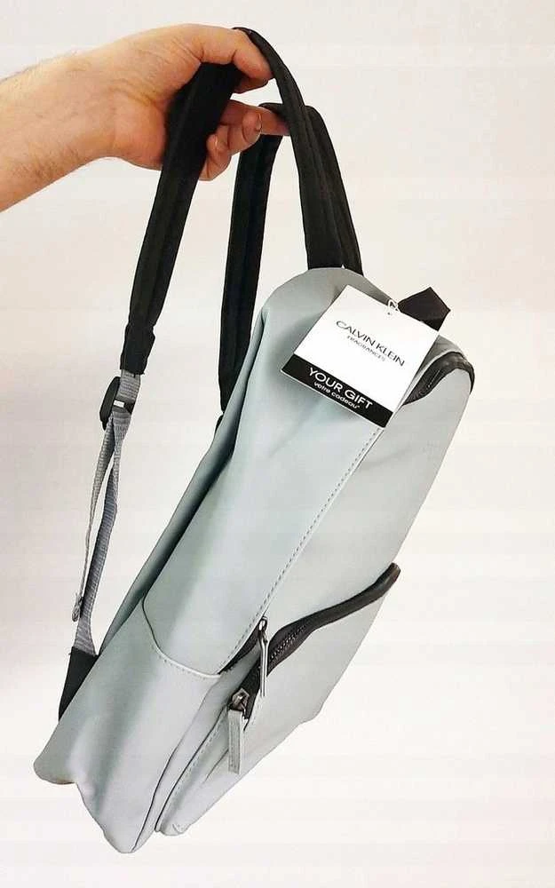 Calvin Klein, Mokyklinė, Poliuretano, Tekstilinė Kuprinė, Pilka, Kelioninė, Unisex