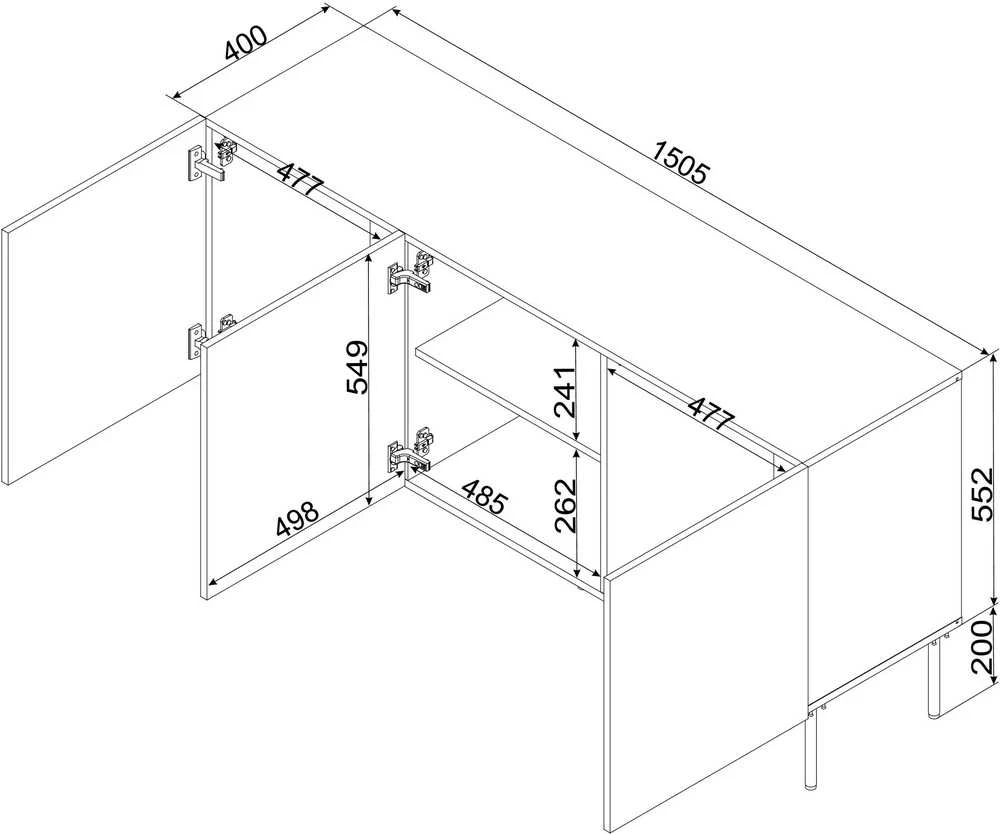 Cama Meble Cama Komoda ISLA 150,5x40x75 matinis juodas