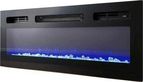Laikiklis Cama Meble Židinys - RTV Eva Spintelė Su Elektriniu Židiniu 180x40x52 Cm Juoda/Blizgiai Juoda