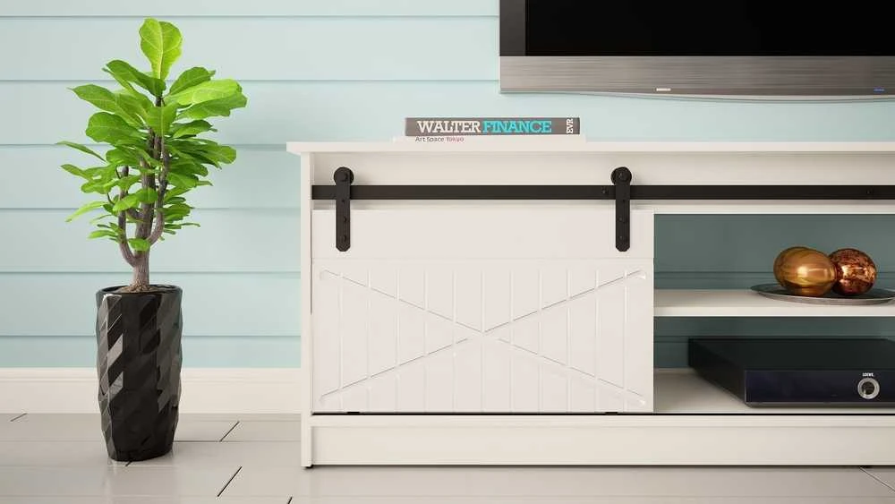 Laikiklis Cama Meble TV Spintelė - Granero 200x56,7x35 Balta/Blizgi Balta