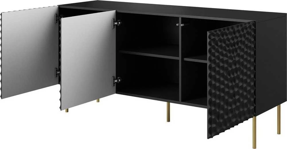 Cama Meble Saugojimo Spinta - HOLE 152x42,5x74,5 cm Matinė Juoda
