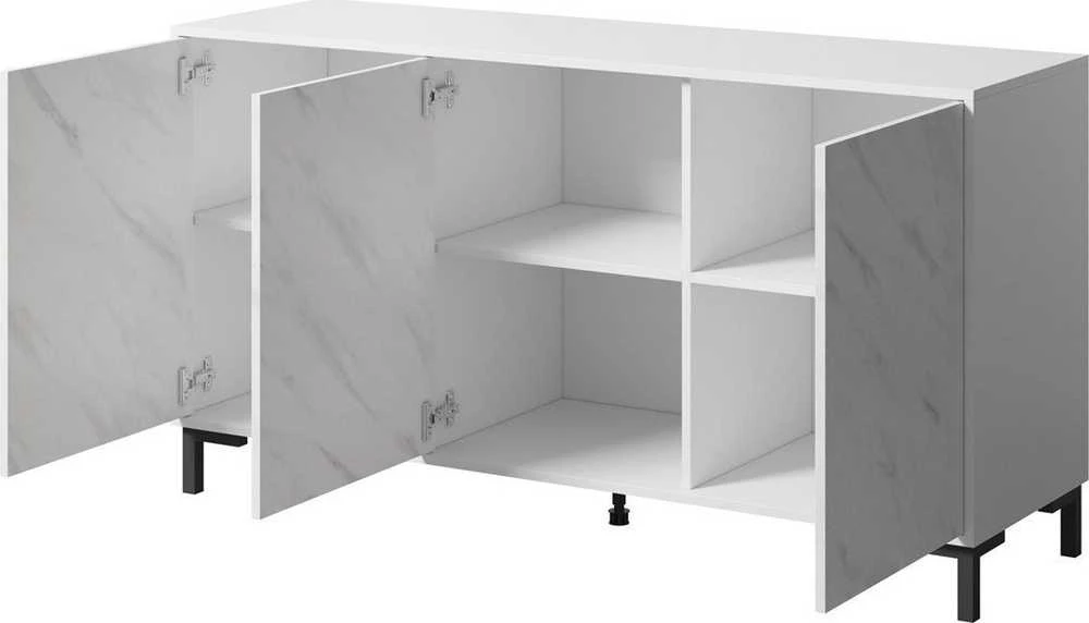 Cama Meble Komoda - Marmo 150x45x80,5 Cm Balta Matinė/Margolo Balta