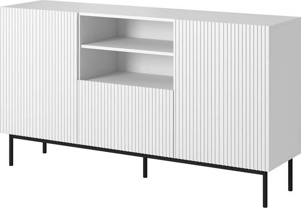 Cama Meble Baldų Komoda - Pafos Ant Juodo Plieno Rėmo 150x40x90 Cm Balta Matinė