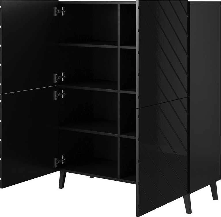 Cama Meble Knygų Lentyna - Abeto 100,5 x 40 x 121,5 Cm Juoda/Blizgi Juoda