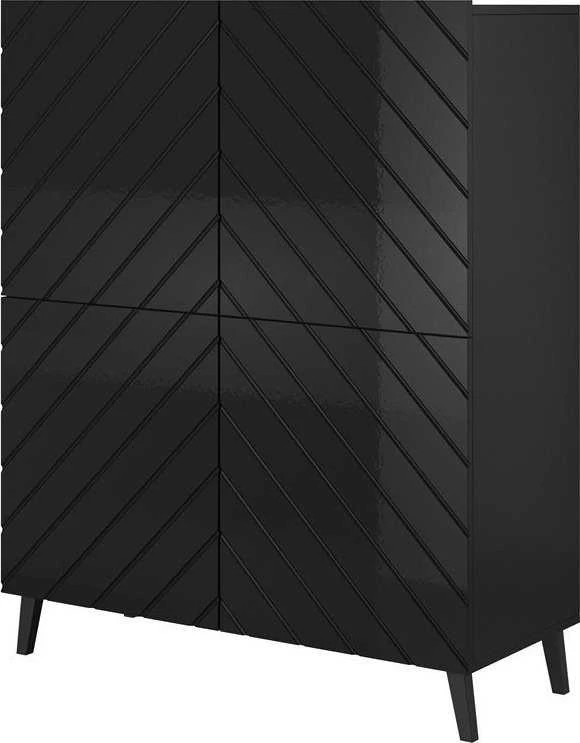 Cama Meble Knygų Lentyna - Abeto 100,5 x 40 x 121,5 Cm Juoda/Blizgi Juoda