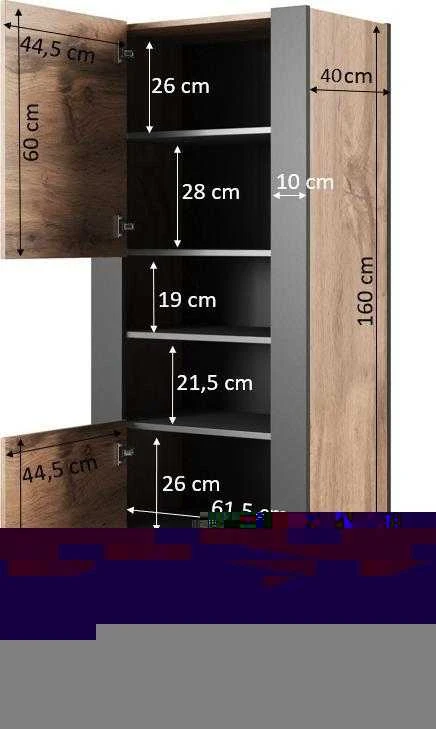 Cama Meble Spinta - WOOD 65x40x170,5 Wotan ąžuolas antracitas