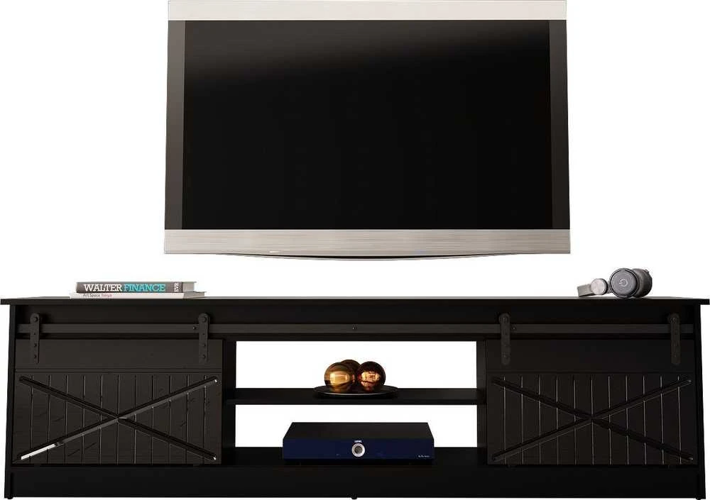 Laikiklis Cama Meble TV Spintelė - Granero 200x56,7x35 Juoda Blizgi
