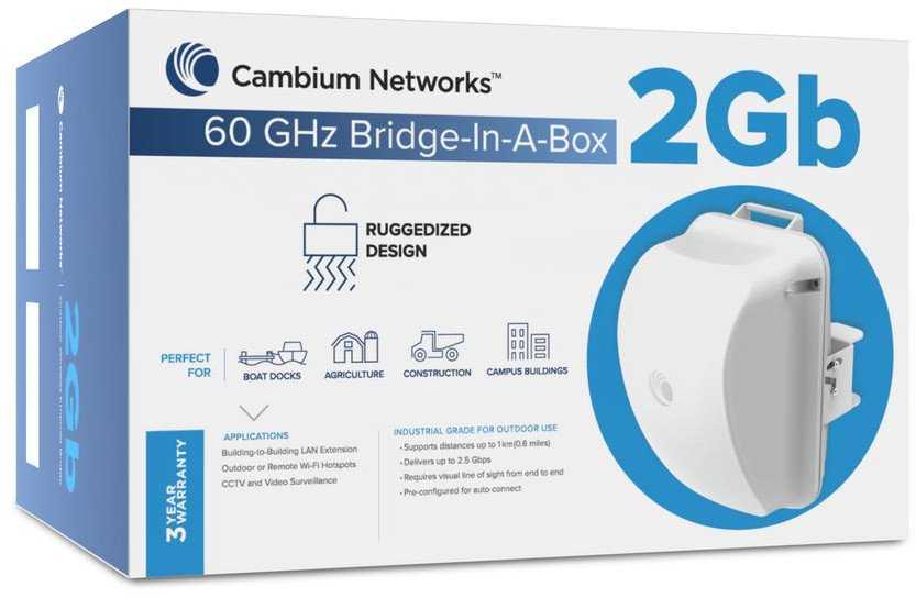 Šakotuvas Access Point Cambium Networks Bridge in a Box 60GHz 2Gb (C600510C031B)
