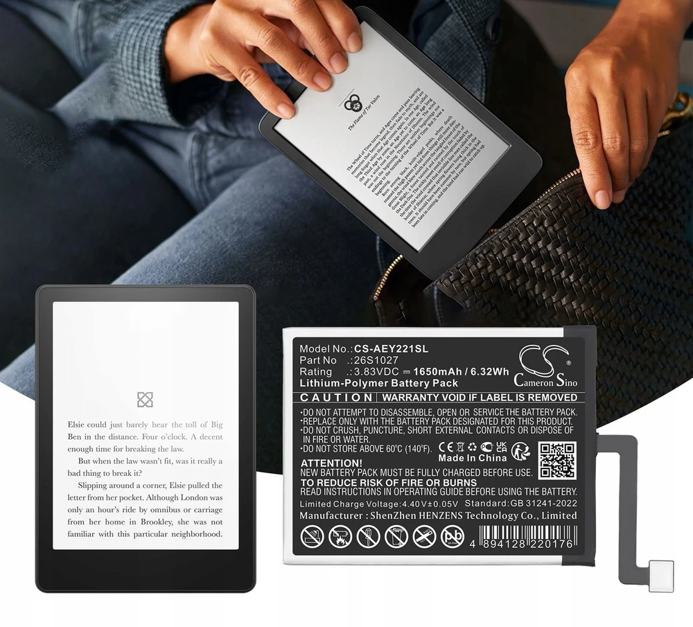Cameron Sino Akumuliatorius Bateria Typ 26s1027 A 58-000426, skirta Amazon Kindle Paperwhite 11th / Cs-aey221sl
