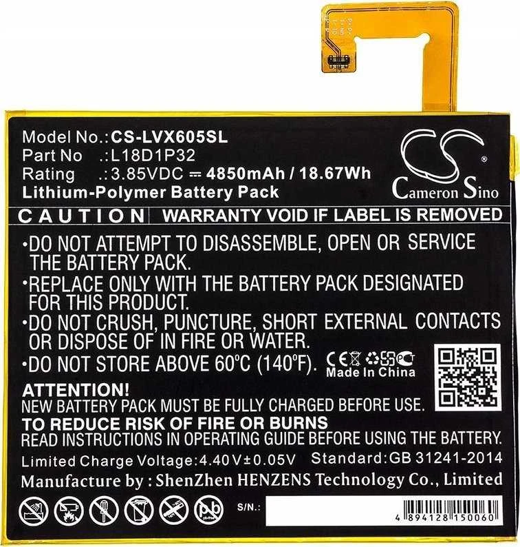 Cameron Sino Akumuliatorius Baterija tipas L18D1P32, skirtas Lenovo Smart Tab M10 TB-X605F X605 X605C / CS-LVX605SL