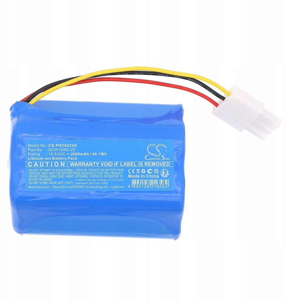 Cameron Sino Akumuliatorius Baterija Tipo 5icr19/65-25, skirta Philips Fc6231 Fc6232 Fc6331 / Cs-phc623vx