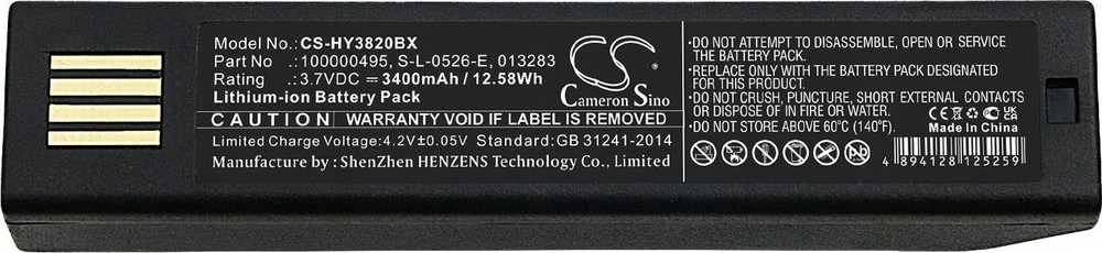 Akumuliatorius „Cameron Sino Technology“ skaitytuvo baterija „Honeywell“ 013283, 100000495, 50121527-002, HO48L1-G, S-L-0526-E 3.7V3400mAh 1902, 3820i, 4620, 4820i, 5620, 6320, ksenoninės serijos