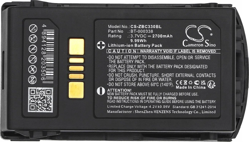 Cameron Sino Technology Akumuliatorius skaitytuvui Zebra MC33 MC330 MC3300 BT-000337 BT-000338 BTRY-MC33-27MA-01 3,7 V 2700 mAh Li-Ion