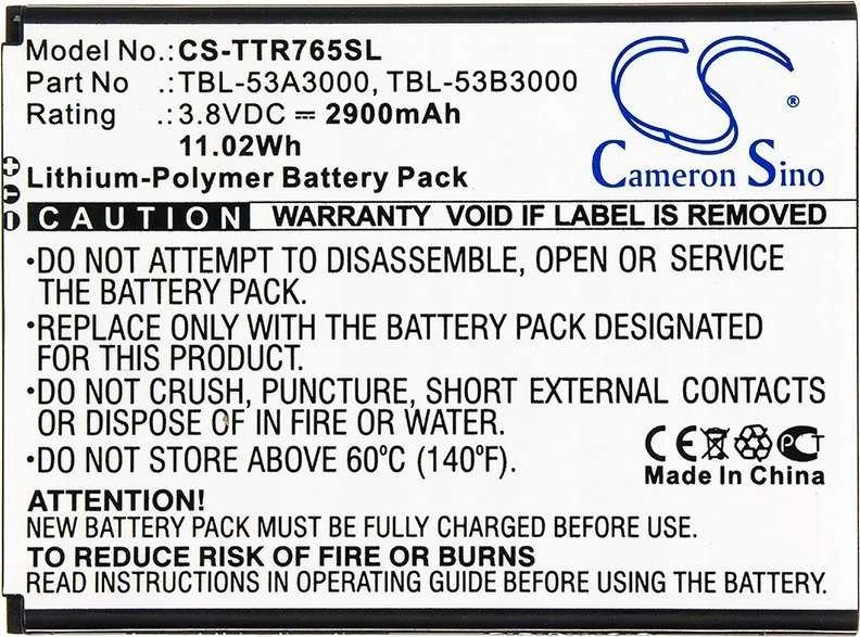 Cameron Sino Akumuliatorius Bateria Typ Tbl-53b3000 Tbl-53a3000 Do Tp-link M7650 / 2900 Mah / Cs-ttr765sl