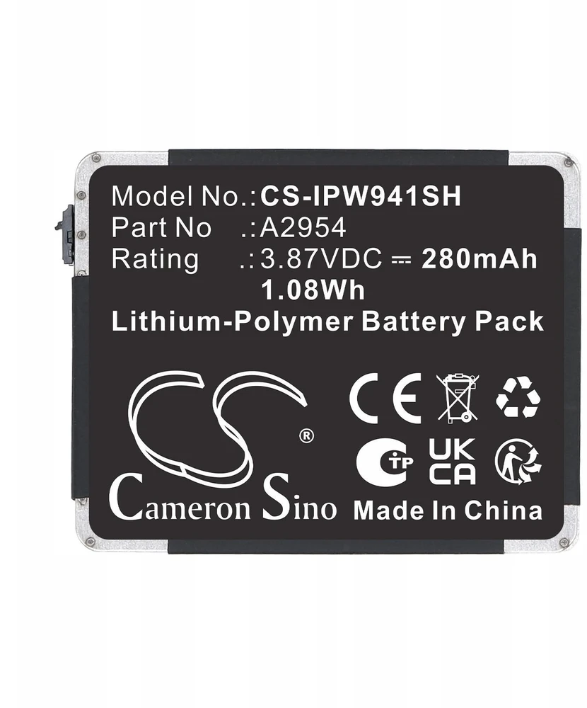 Cameron Sino Akumuliatorius Baterija Tipas A2954 Skirta Apple Watch Series S9 S 9 41mm Mr913ll/a / Cs-ipw941sh
