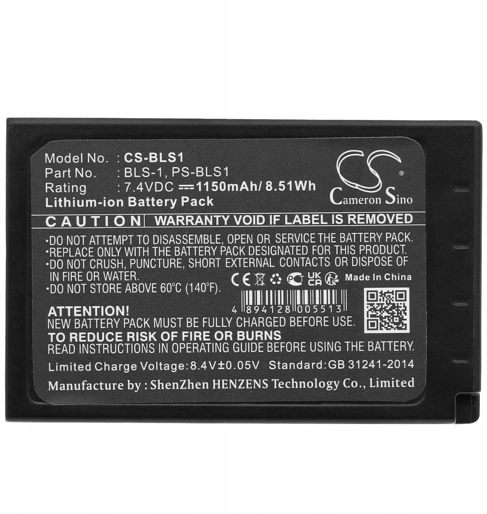 Cameron Sino Akumuliatorius BLS-1 Olympuso E-420, E-450, E-620, Pen E-P2, EP-1, P-1 / CS-BLS1