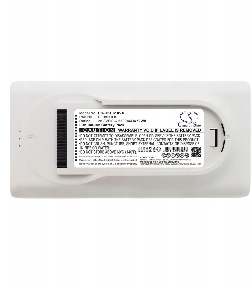 Cameron Sino Akumuliatorius Baterija Tipas Pf082ulk Skirta Roborock H60 Hub Pro 2500mah / Cs-rkh610vx (SB11872)