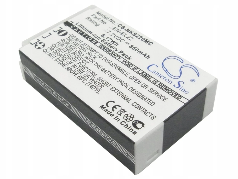 Akumuliatorius Cameron Sino Akumuliatorius Bateria Typu En-el22 Enel22 Do Nikon 1 J4 S2 J 4 S 2 Cameronsino / Cs-nks220mc