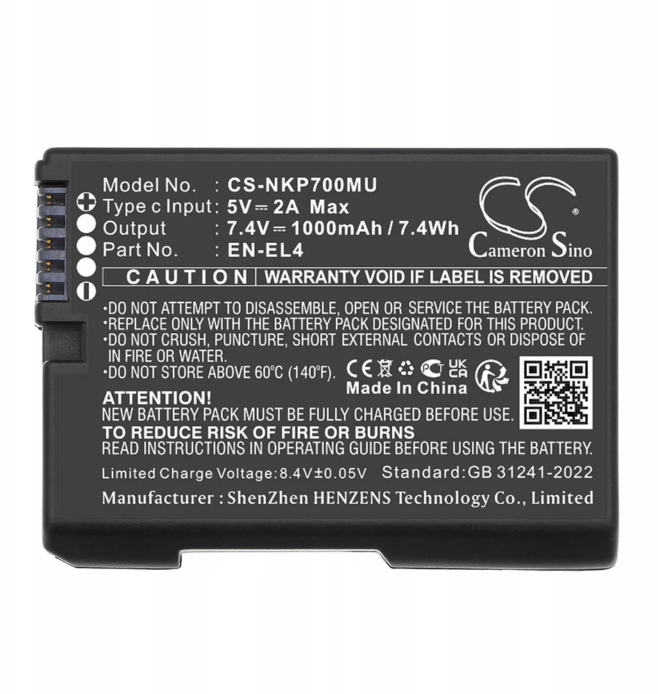 Cameron Sino akumuliatorius Baterija Tipas En-el4 A E - Nikon D2 H Hs X Xs D3 S X F6 Port Usb-c / Cs-nkp700mu