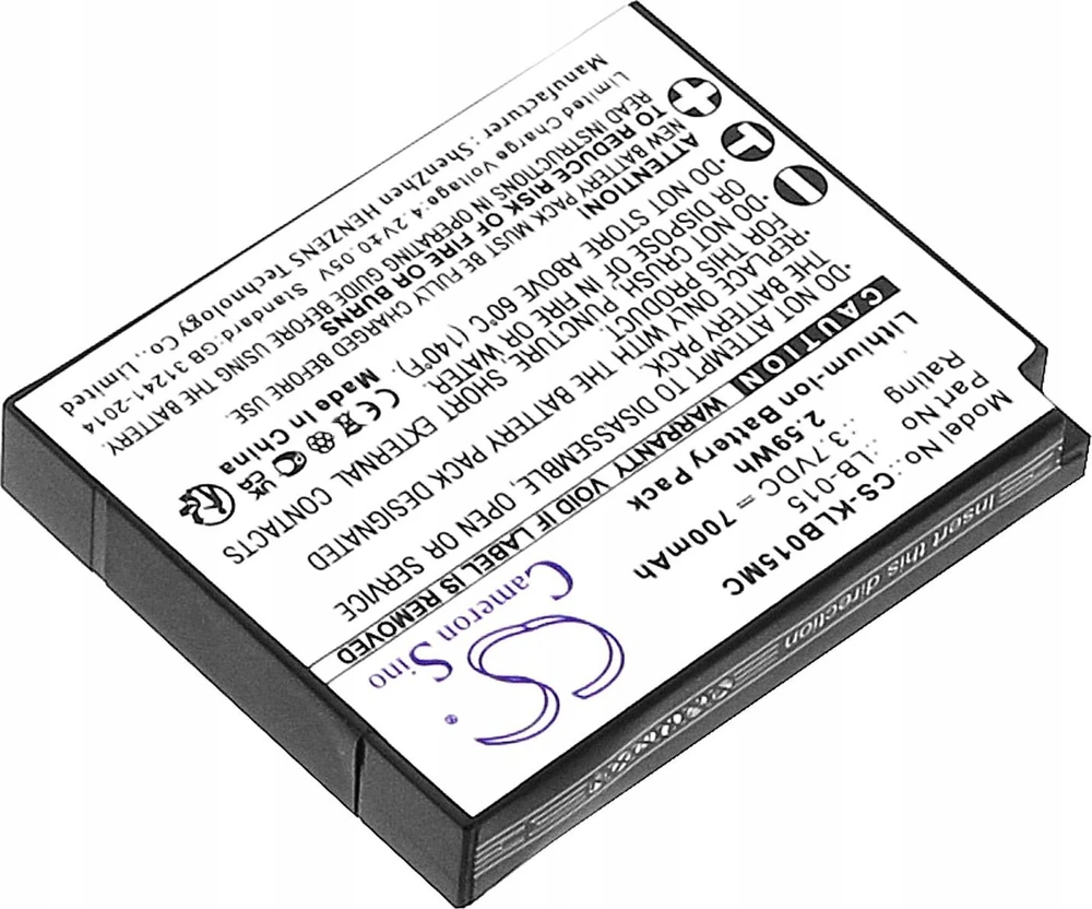 Cameron Sino Baterija Baterijos tipas LB-015 LB015, skirtas KODAK WPZ2 WP Z2 / CS-KLB015MC kamerai