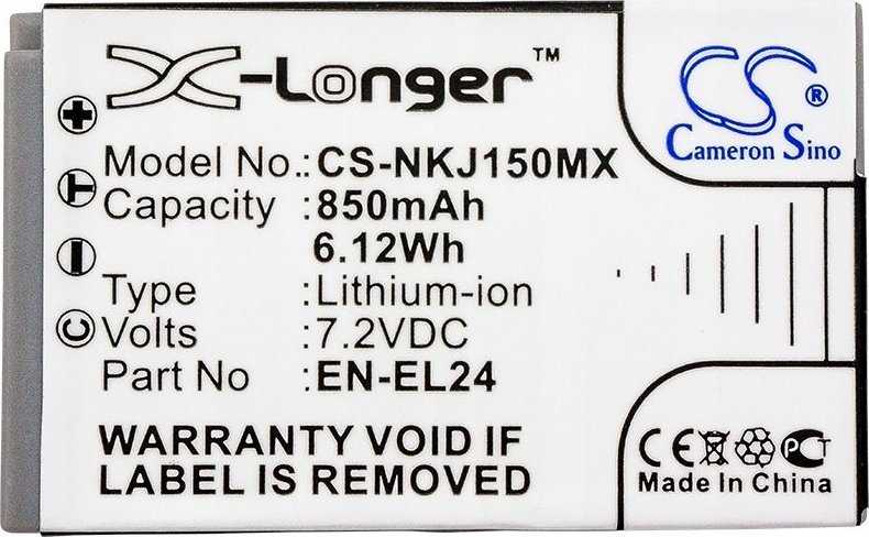 Cameron Sino Akumuliatorius Bateria Typu En-el24 / Enel24 Do Nikon 1 J5 / Cs-nkj150mx