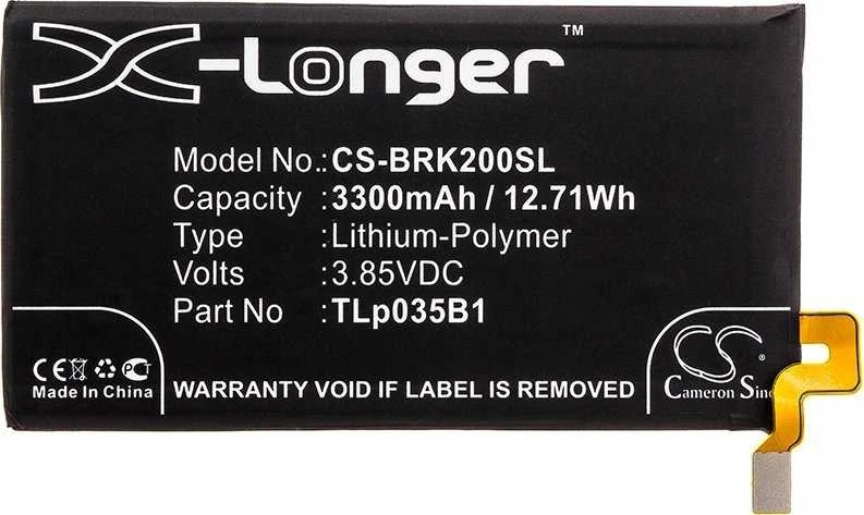 Dėklas Cameron Sino baterijos įkraunamos baterijos tipas Tlp035b1, skirtas Blackberry Key2 Bbf100 / 6 9 8 4 2 1 / Cs-brk200sl