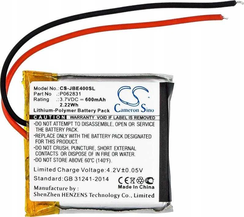 Cameron Sino baterijos įkraunamos baterijos tipas P062831, skirtas Jbl Synchros S400bt / Tune 600bt / Tune 500bt / Cs-jbe400sl ausinėms