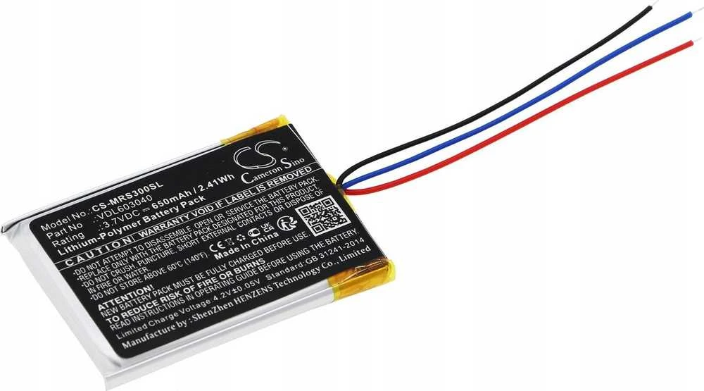 Cameron Sino baterijos įkraunamos baterijos tipas Vdl603040, skirtas Marshall Mid Major Ii / IIii Bluetooth monitoriaus ausinėms / Cs-mrs300sl