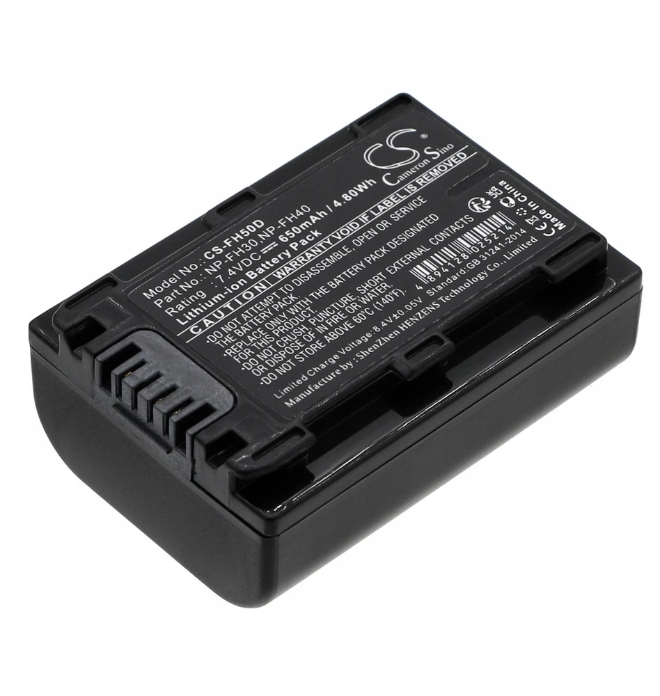 Cameron Sino Baterijos tipas: Sony Fh50 Fh60 Fh40 Np-fh30 Np-fh40 Np-fh50 Np-fh60 / Cs-fh50d