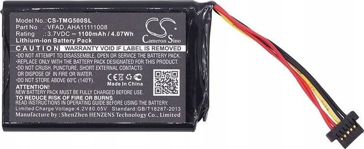 Cameron Sino Technology Baterija AHA11111008 Li-Ion 3.7V 1100mAh TomTom Go 5000 5100 6000 6100 TRUCK 5250 - CS-TMG500SL