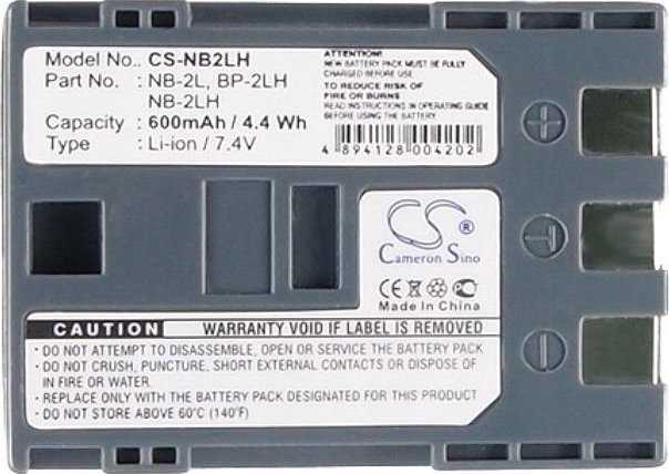 Cameron Sino Akumuliatorius Bateria Typu Nb-2l / Bp-2lh / Nb-2lh / Bp-2l5 / Bp2lcl / Er-d120 Do Canon / Cs-nb2lh